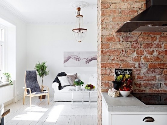 white wood flooring, Swedish apartment
